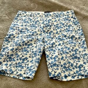 Blue flowered print Bermuda shorts; new without tags